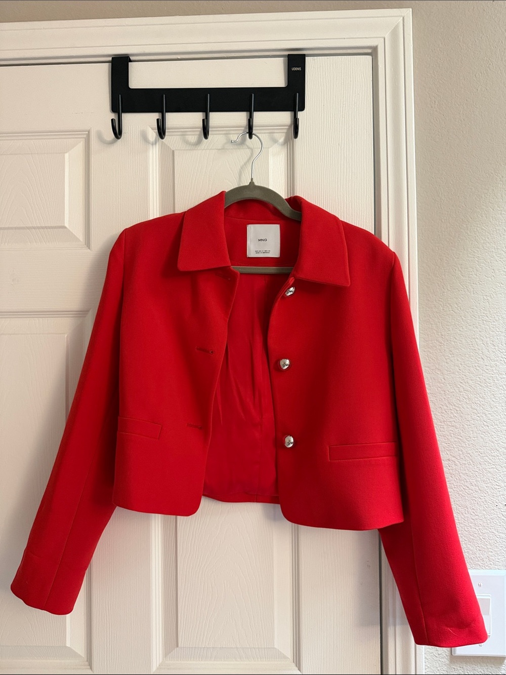 Mango Bright Red Cropped Blazer
